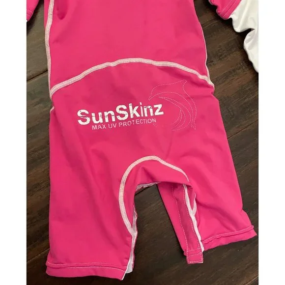 Sun Skinz Toddler Pink Hooded One-Piece Swim Swimsuit UPF 50+ Long Sleeve 2 2T